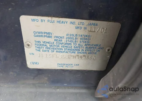 2002 Subaru Forester L из США, поврежденный, VIN JF1SF63532H747880